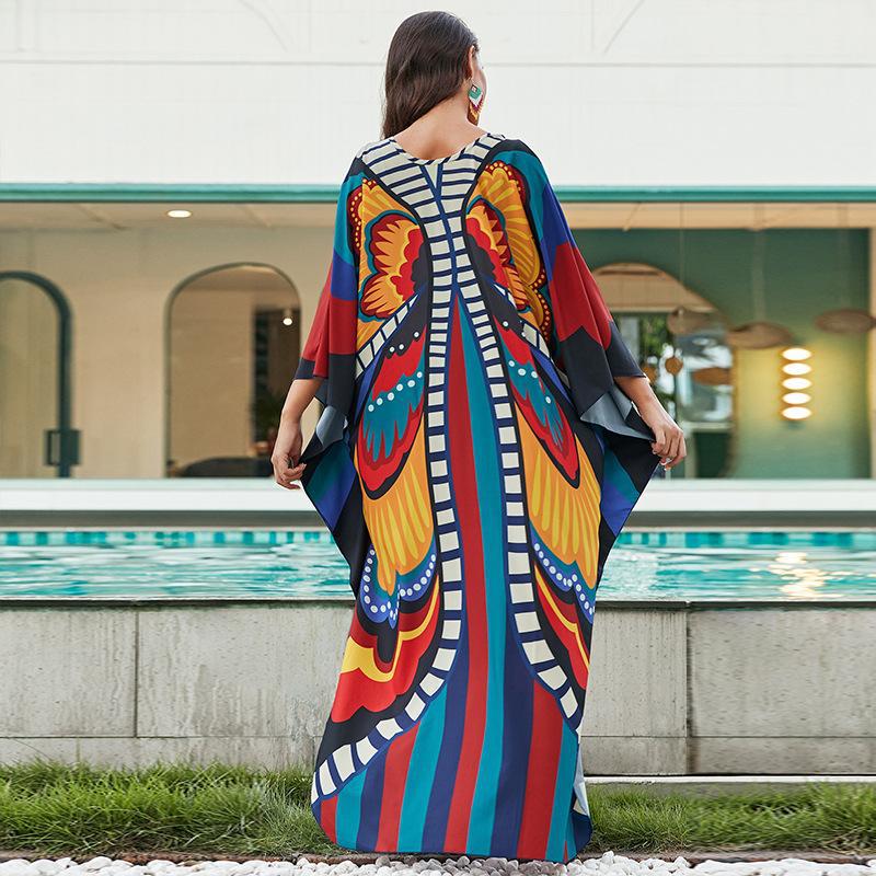 European And American Printed Chest Woven Beach Cover-up