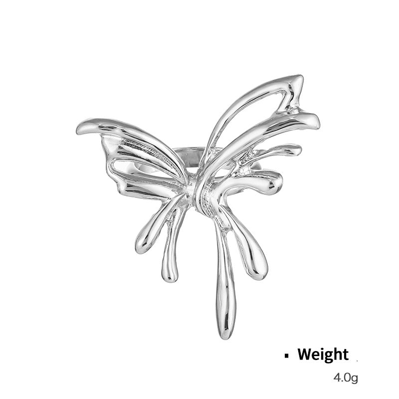 Lava Metal Personality Butterfly Ring For Women