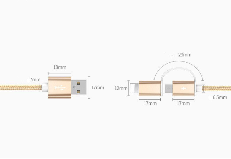 100cm 2A Fast Charger Cable 2 IN 1 USB Type C Micro USB Braided Cord For Mate 8 S 9 10 Pro P8 P9 P10 Lite P20 Honor 7 8 9