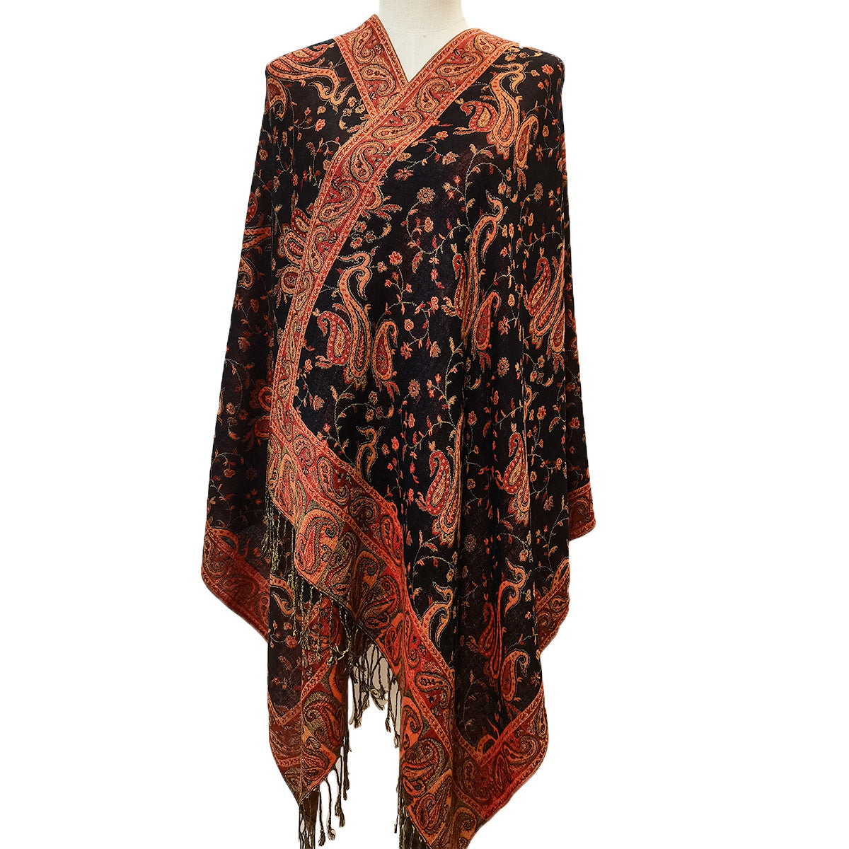 Classic Cashmere-like Fashion Jacquard Cashew Tassel Scarf