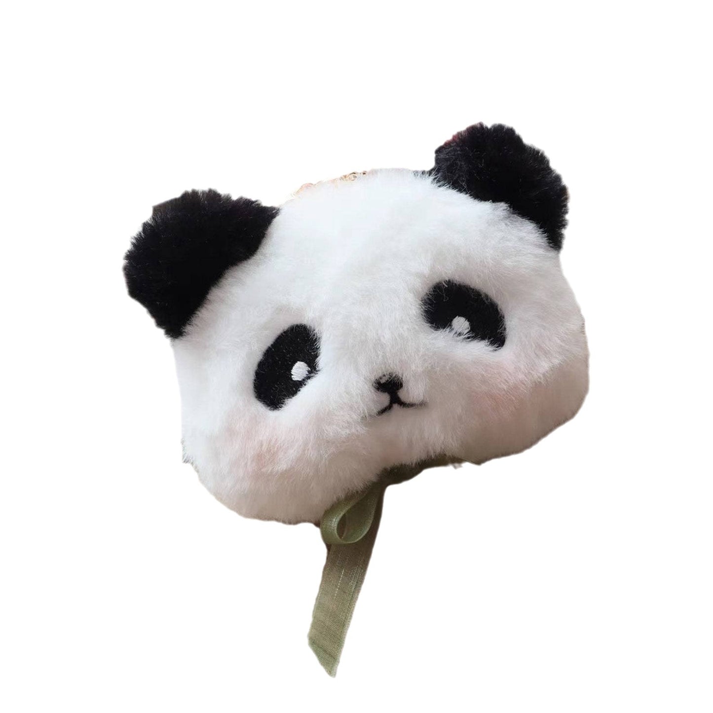 Winter Panda Embroidery Pearl Chain Plush Bag