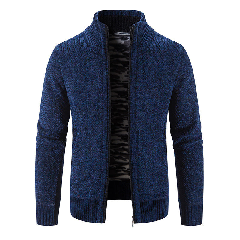 Men's Jacket Knitwear Autumn And Winter Fleece Lined Padded Warm Keeping Cardigan