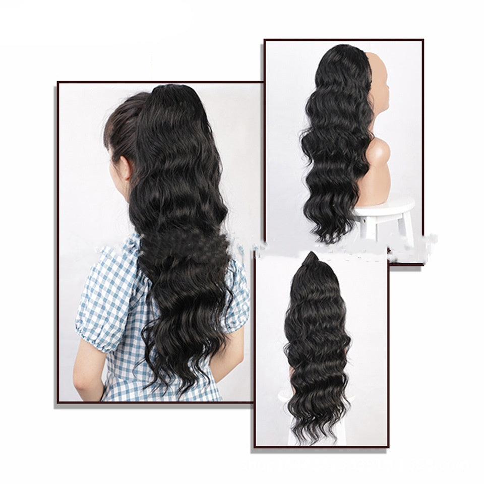 Natural Black Drawstring Ponytail Human Wigs