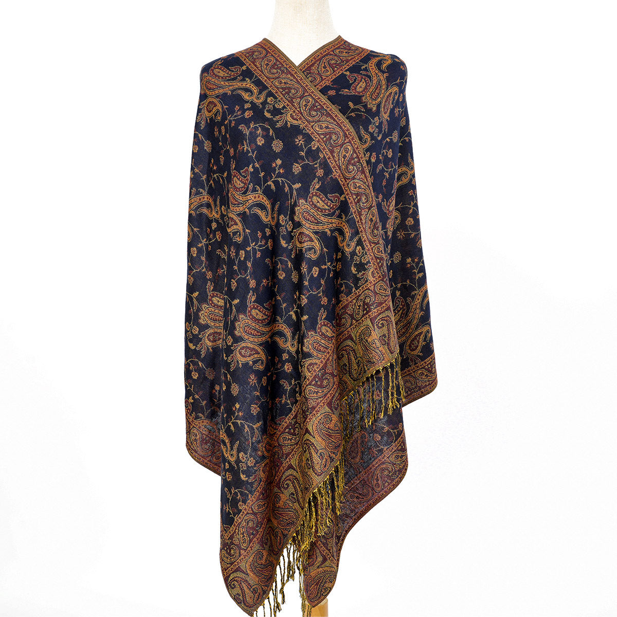 Classic Cashmere-like Fashion Jacquard Cashew Tassel Scarf