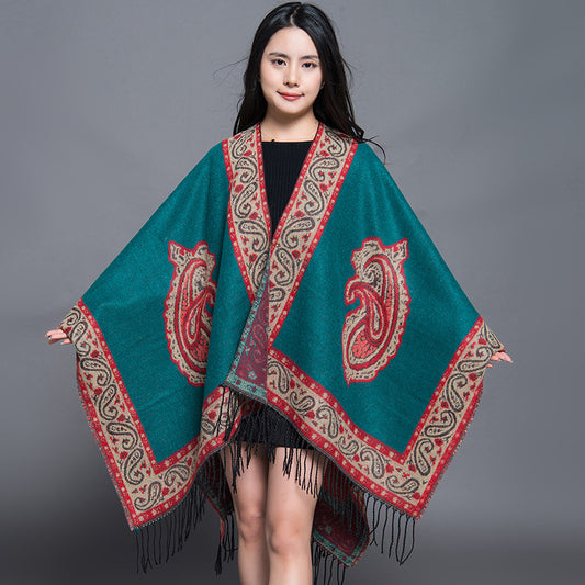 Travel Autumn And Winter Nepal Ethnic Style Extra Large Thickened Split Shawl Scarf Cape