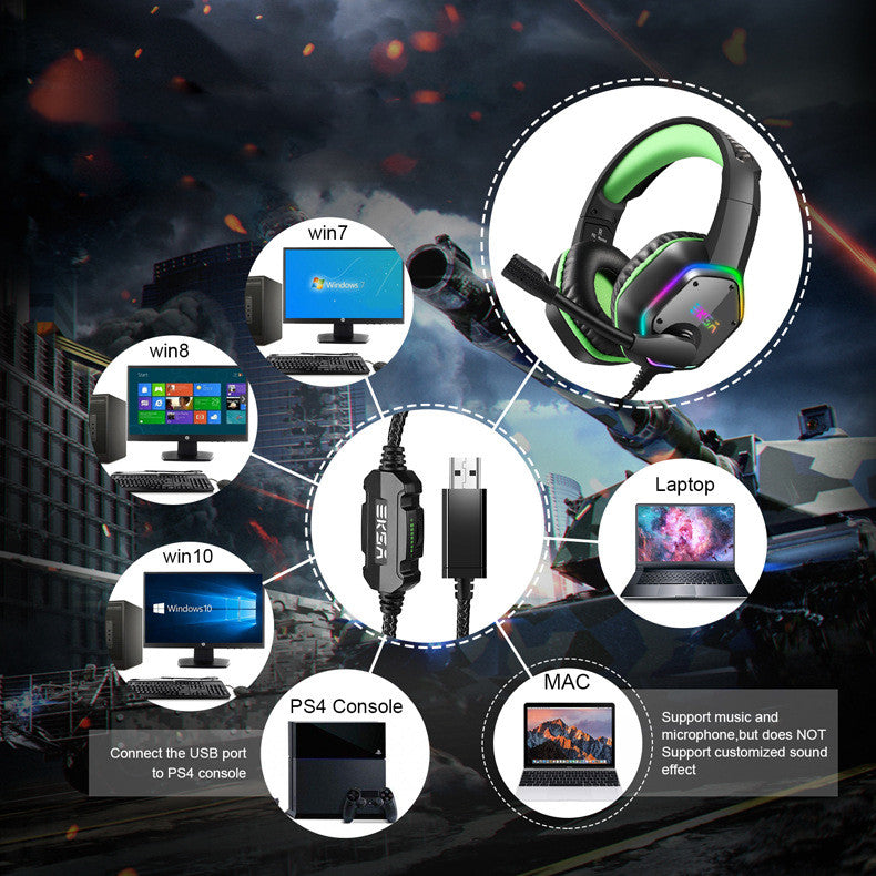 Head-mounted USB flash gaming headset