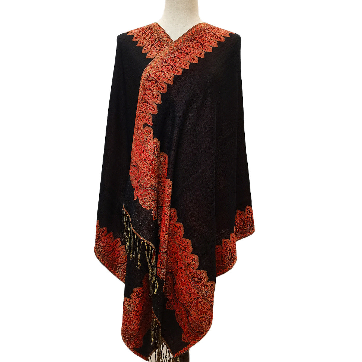 Classic Cashmere-like Fashion Jacquard Cashew Tassel Scarf