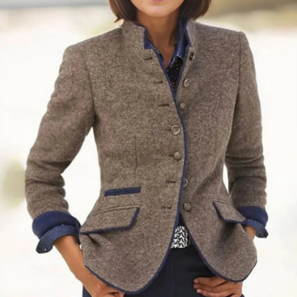 Multi-button Color Matching Women's Woolen Jacket