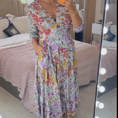 Plus Size Super Fairy V-neck Floral Dress Seaside Vacation Beach